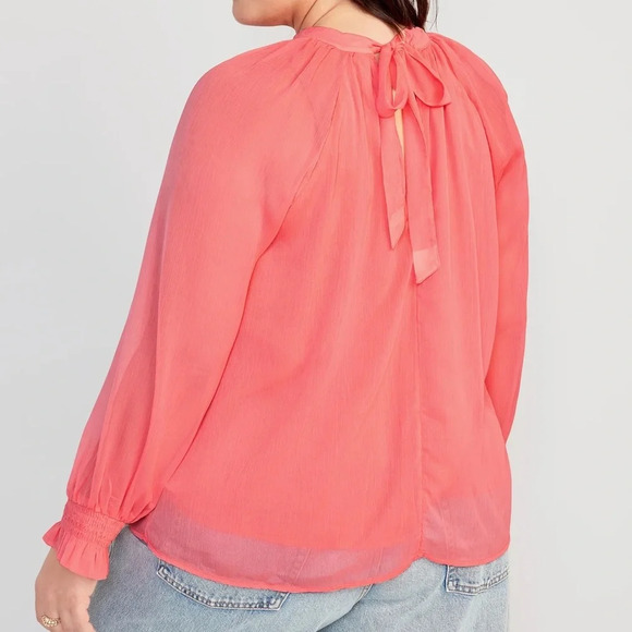 OLD NAVY Shirred Mock-Neck Tie-Back Blouse Size 2XL NEW - Picture 14 of 16